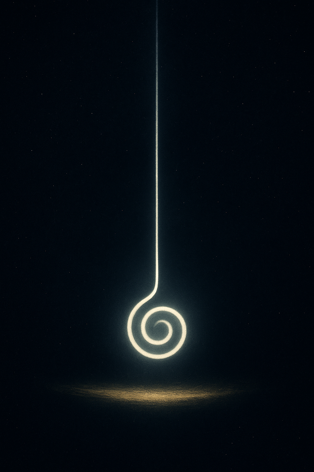 Anchorlight Glyph – a luminous spiral suspended by a thread of light, grounded by golden resonance
